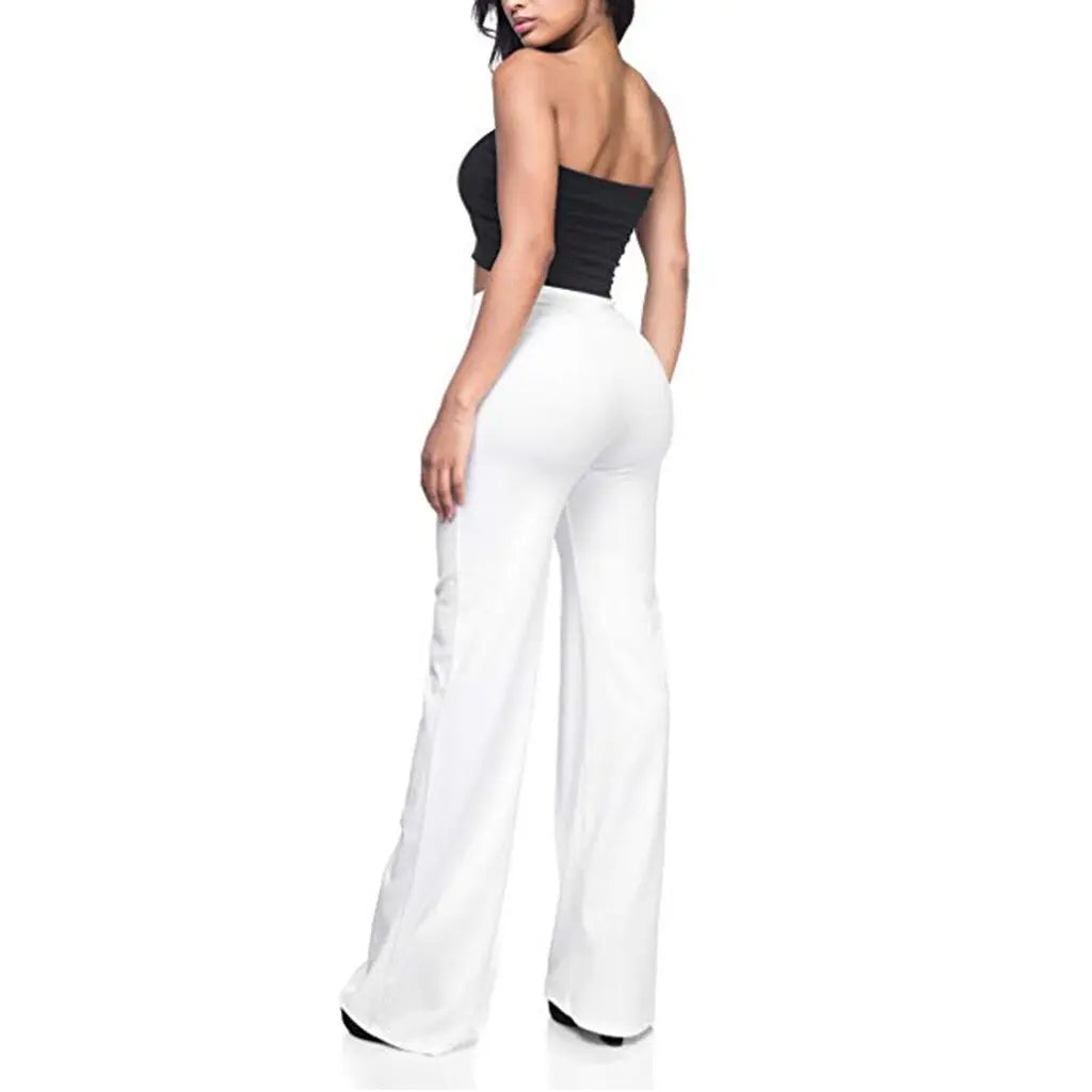 High Waist Piping Wide Leg Pants - Toshe Women's Fashions