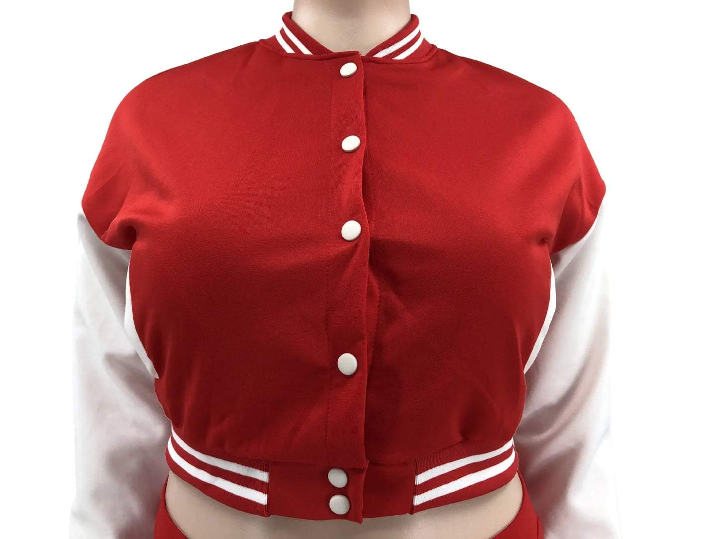 Baseball Crop Jacket and Pants Set - Toshe Women's Fashions