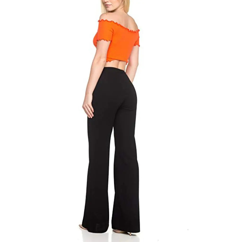 High Waist Piping Wide Leg Pants - Toshe Women's Fashions