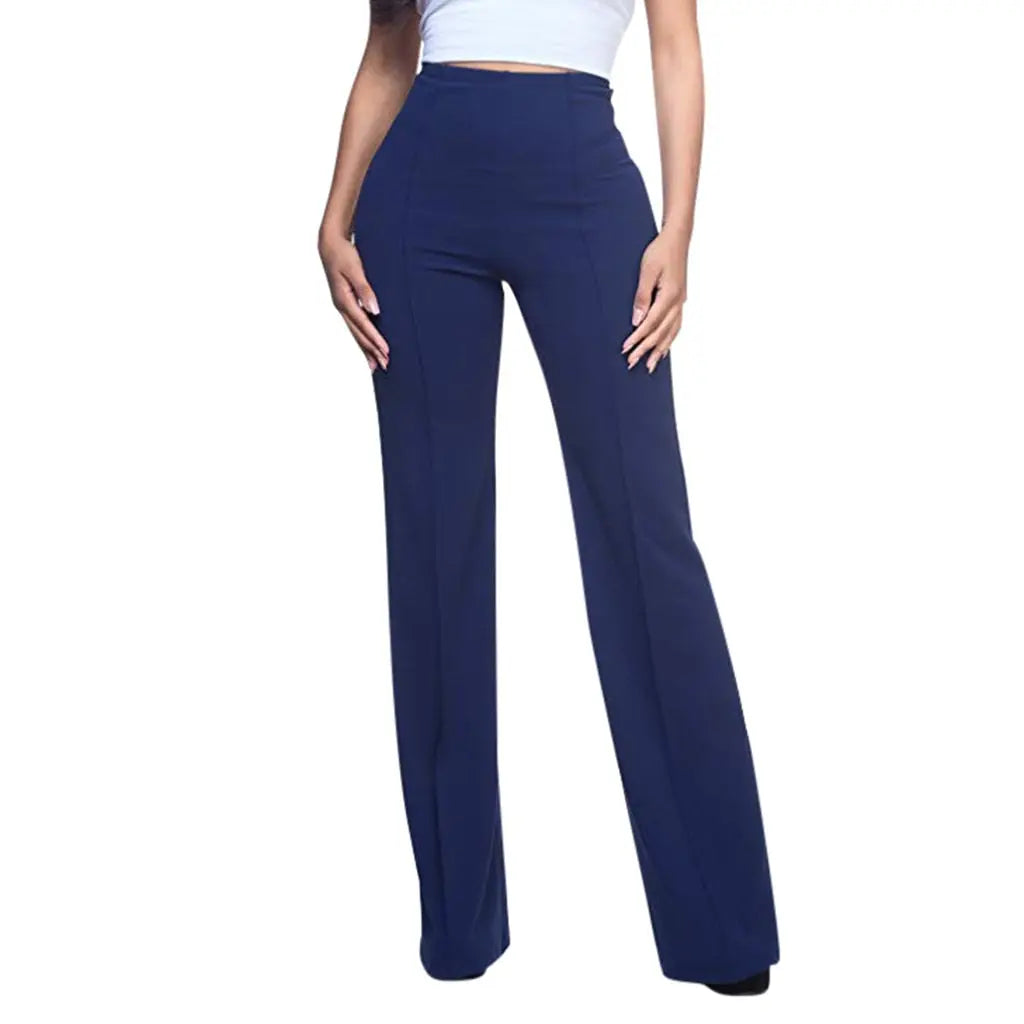 High Waist Piping Wide Leg Pants - Toshe Women's Fashions