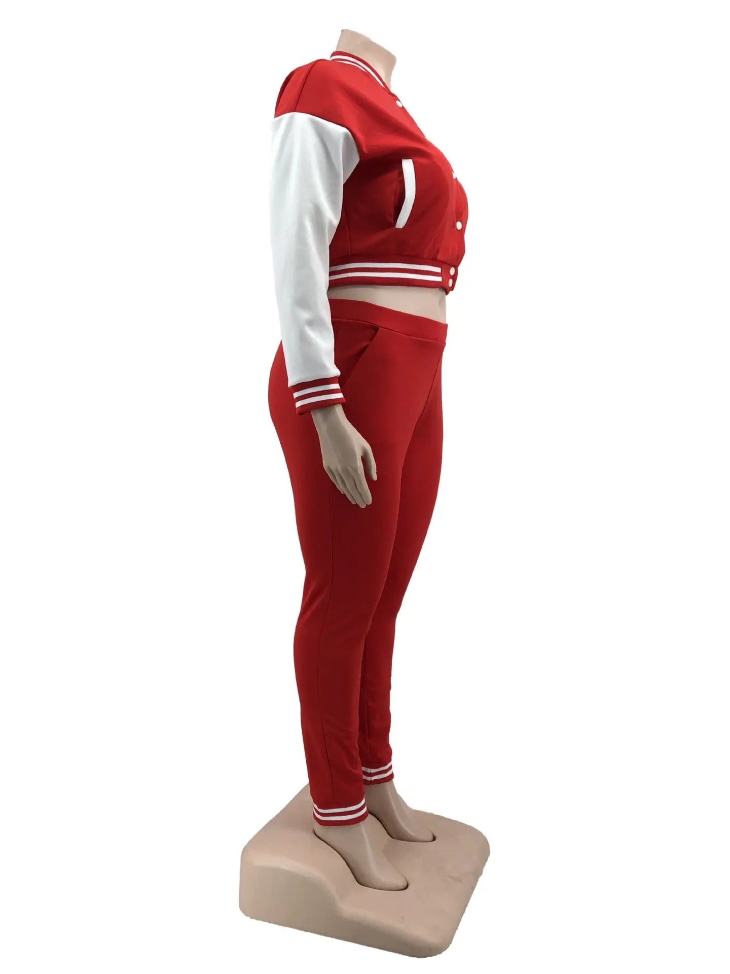 Baseball Crop Jacket and Pants Set - Toshe Women's Fashions