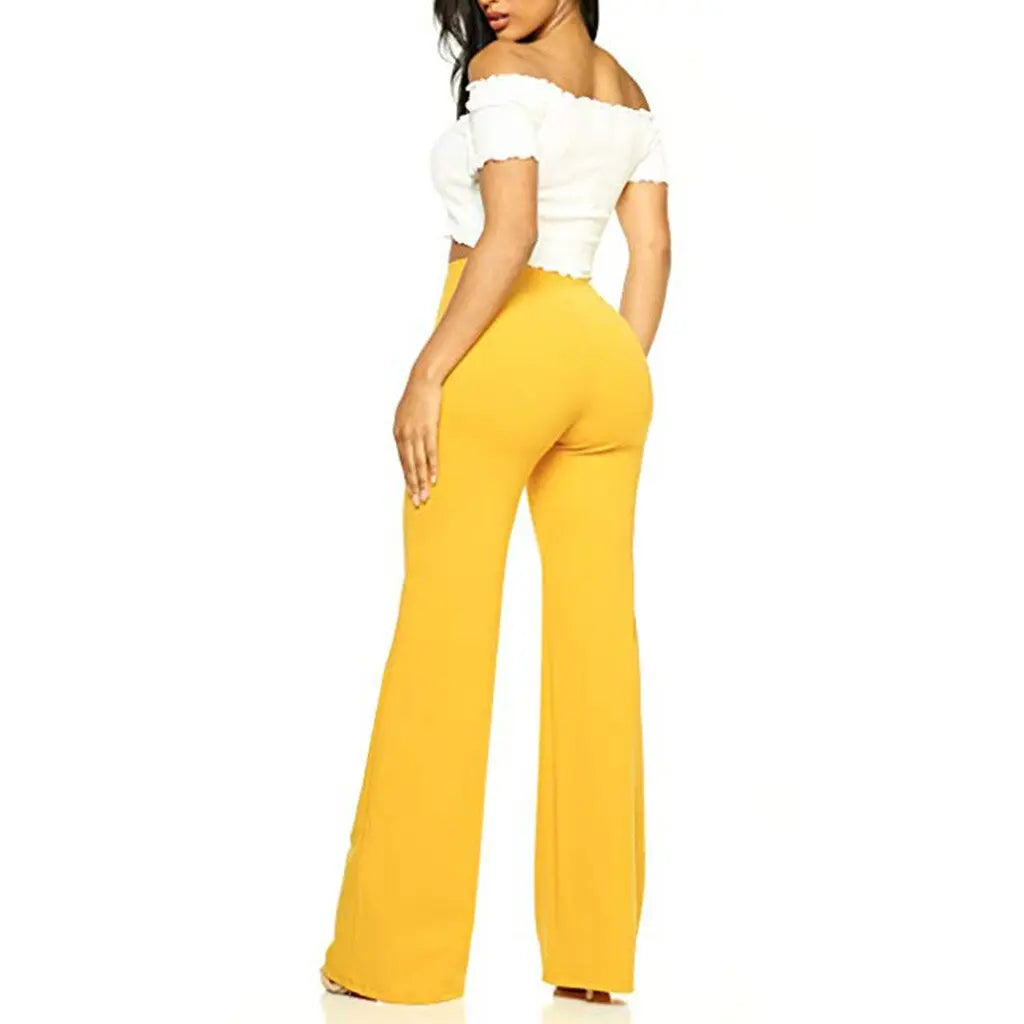 High Waist Piping Wide Leg Pants - Toshe Women's Fashions