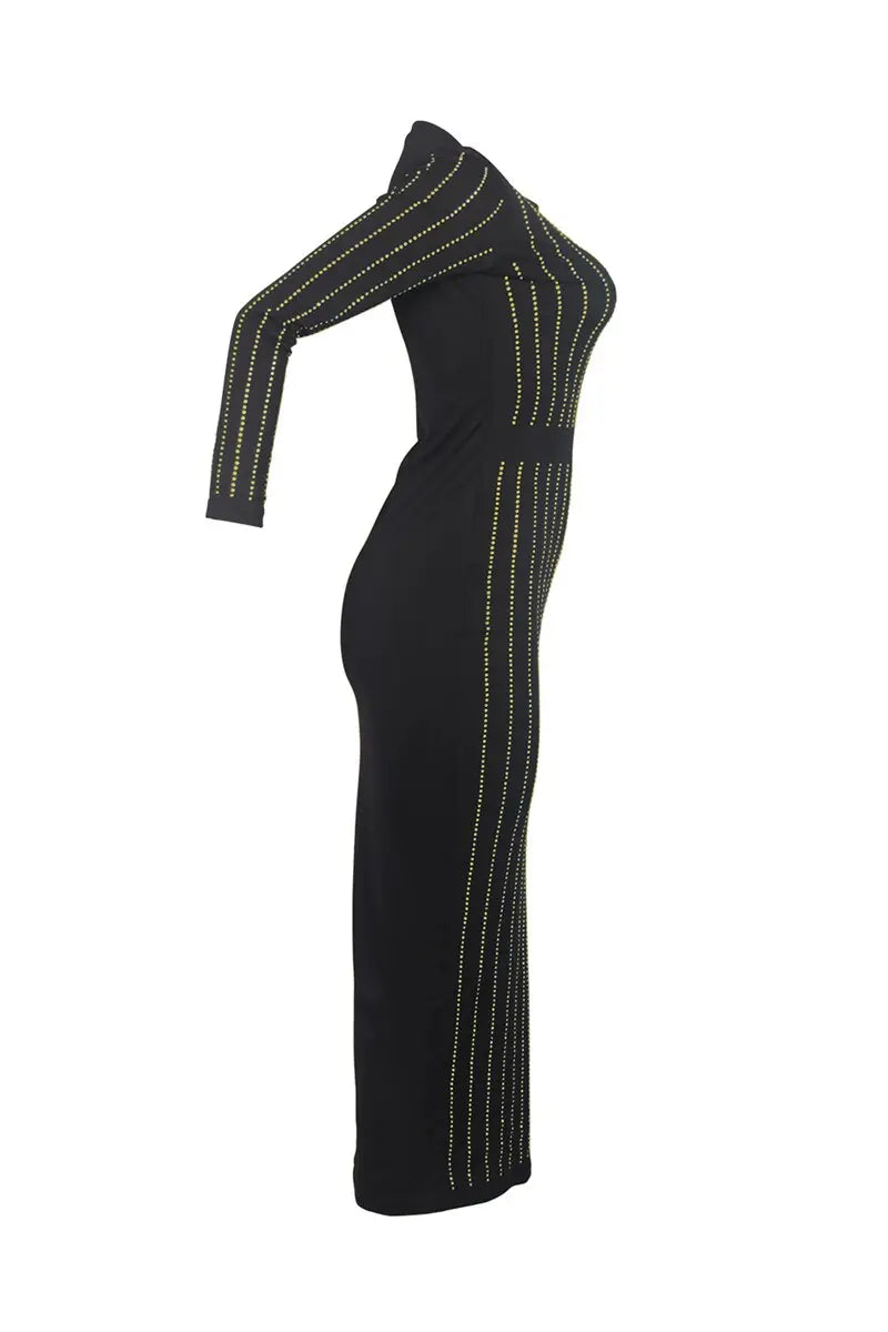 Dazzling Diamond Pinstriped Bodycon Dress - Toshe Women's Fashions