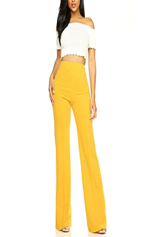 High Waist Piping Wide Leg Pants - Toshe Women's Fashions