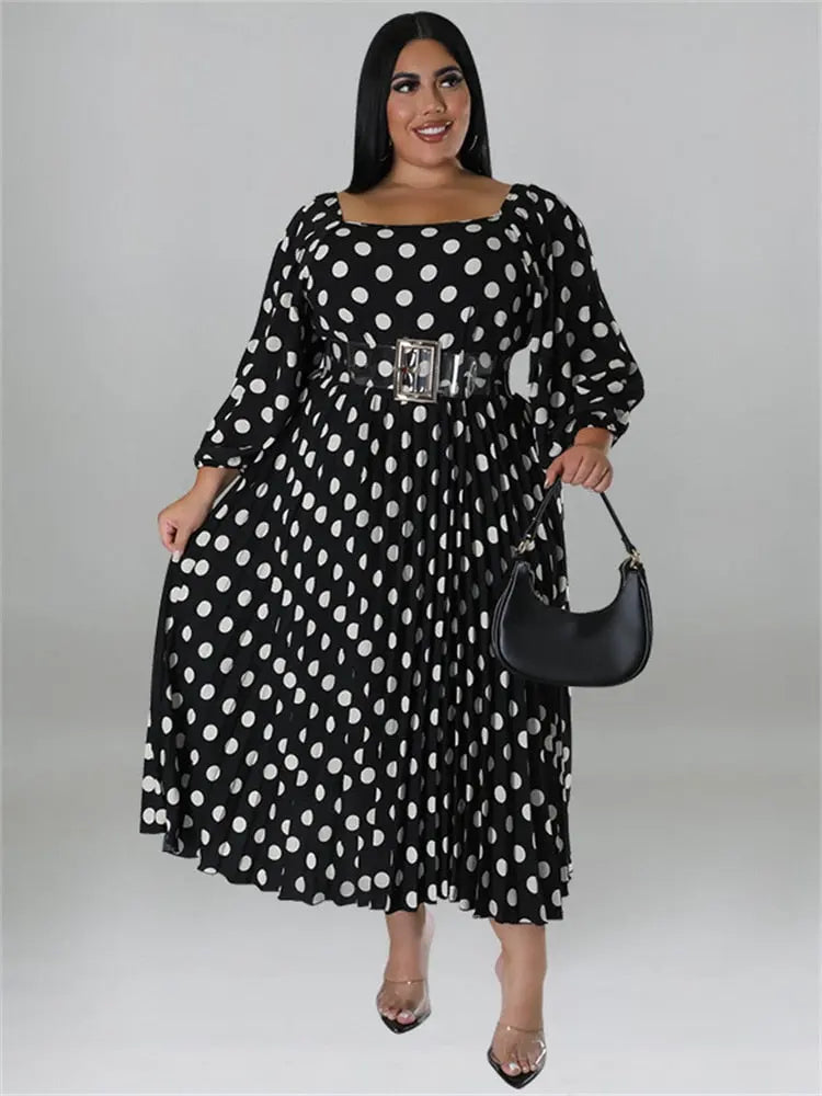 Vintage Belted Polka Dot Open Back Dress - Toshe Women's Fashions