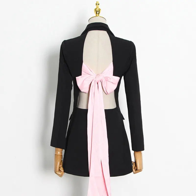 Jewel Notched Pink Belt Blazer - Toshe Women's Fashions