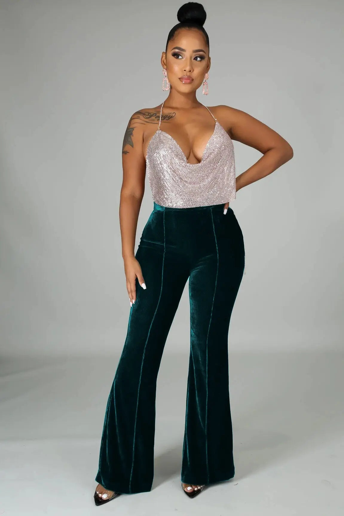 Velvety High Waist Trousers - Toshe Women's Fashions