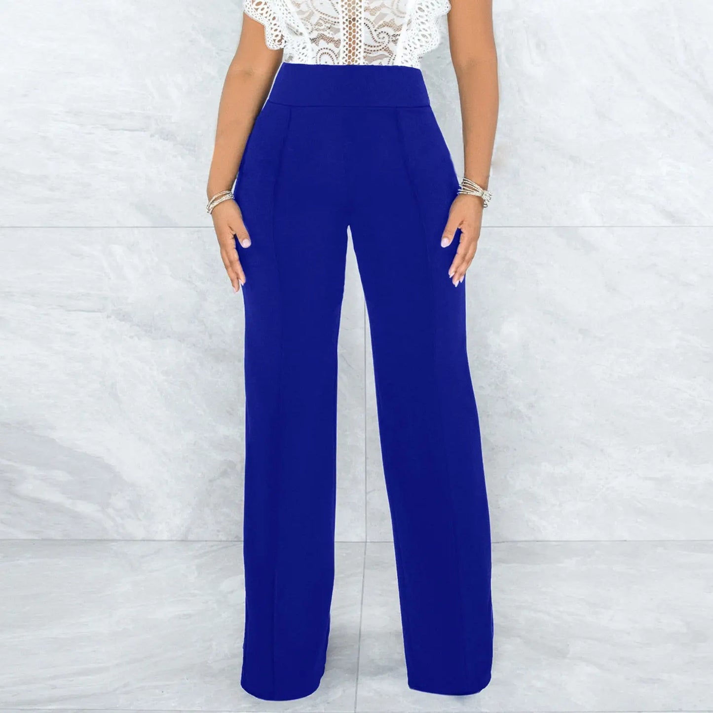 High Waist Wide Leg Trousers - Toshe Women's Fashions