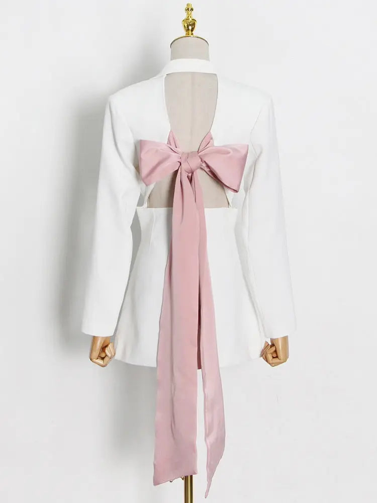 Jewel Notched Pink Belt Blazer - Toshe Women's Fashions