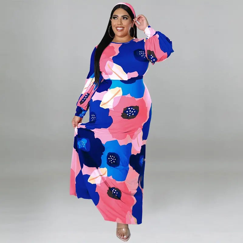 Colorful Flower Print High Waist Dress - Toshe Women's Fashions