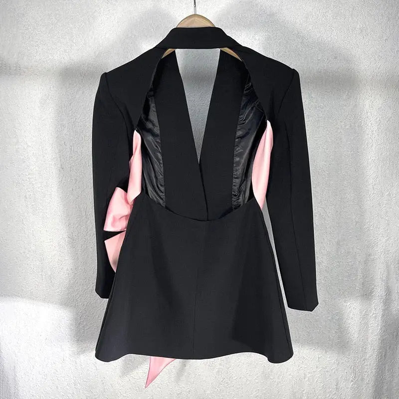 Jewel Notched Pink Belt Blazer - Toshe Women's Fashions