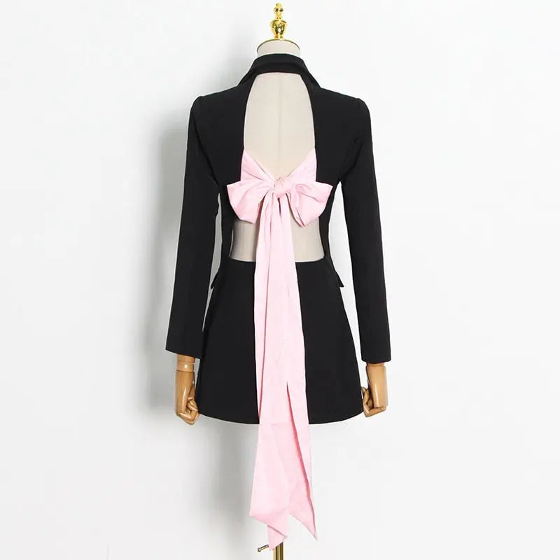 Jewel Notched Pink Belt Blazer - Toshe Women's Fashions