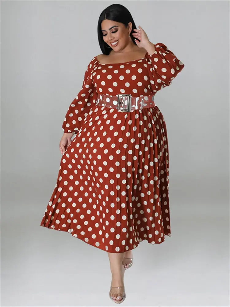 Vintage Belted Polka Dot Open Back Dress - Toshe Women's Fashions