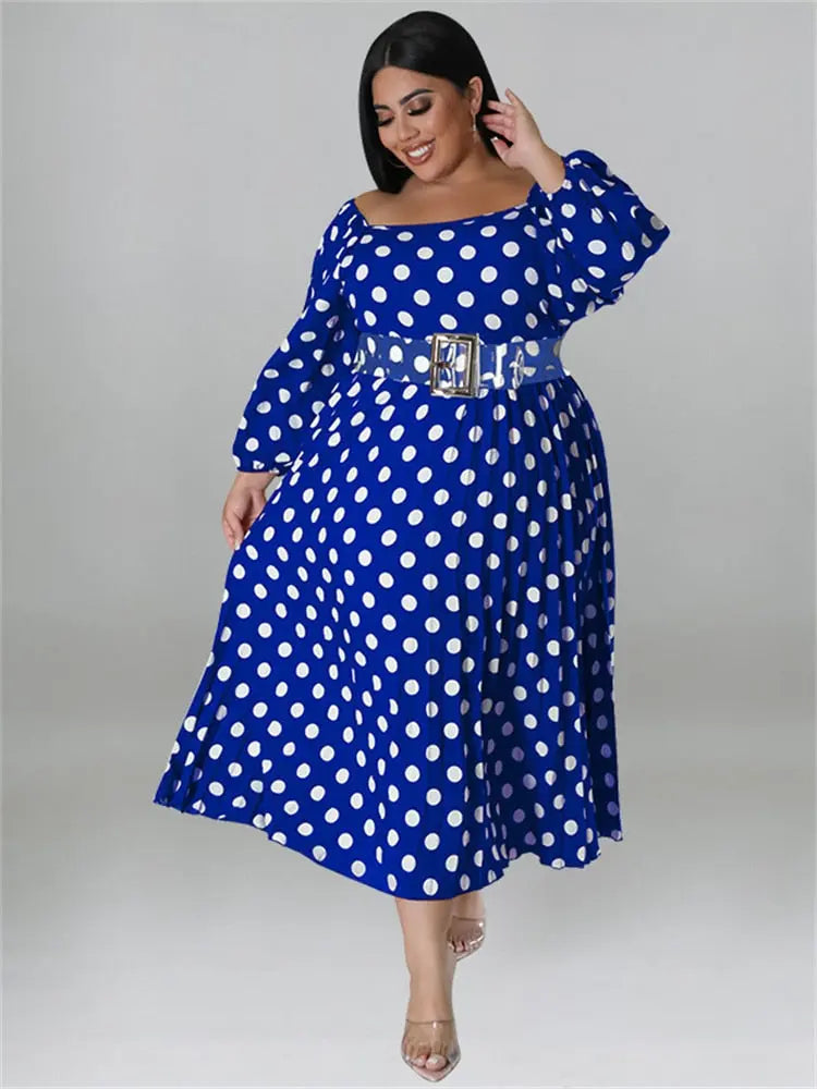 Vintage Belted Polka Dot Open Back Dress - Toshe Women's Fashions