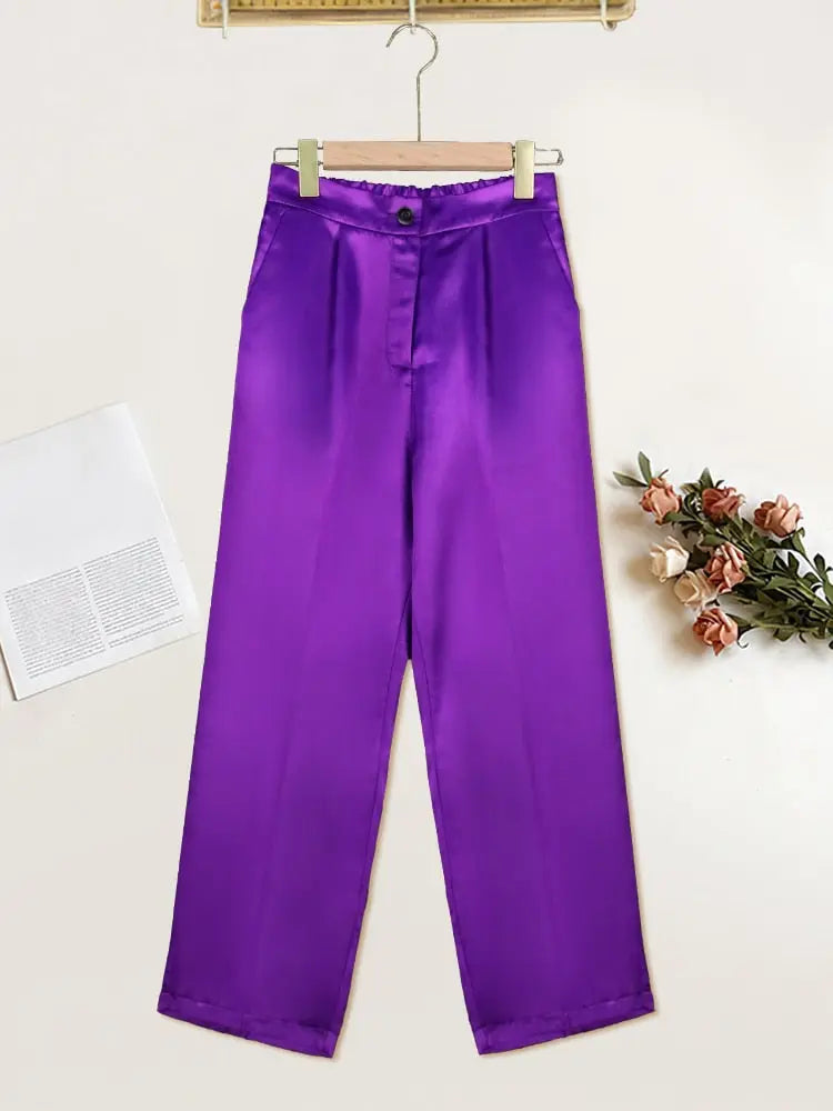 Purple Ankle Length Pencil Pants - Toshe Women's Fashions