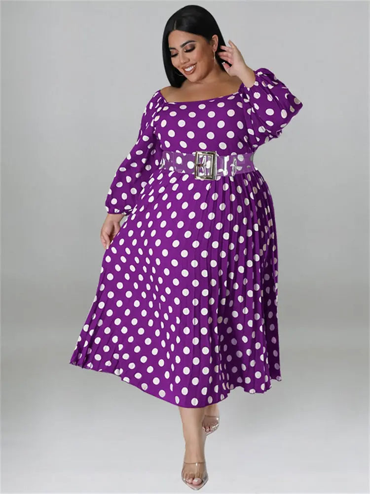 Vintage Belted Polka Dot Open Back Dress - Toshe Women's Fashions