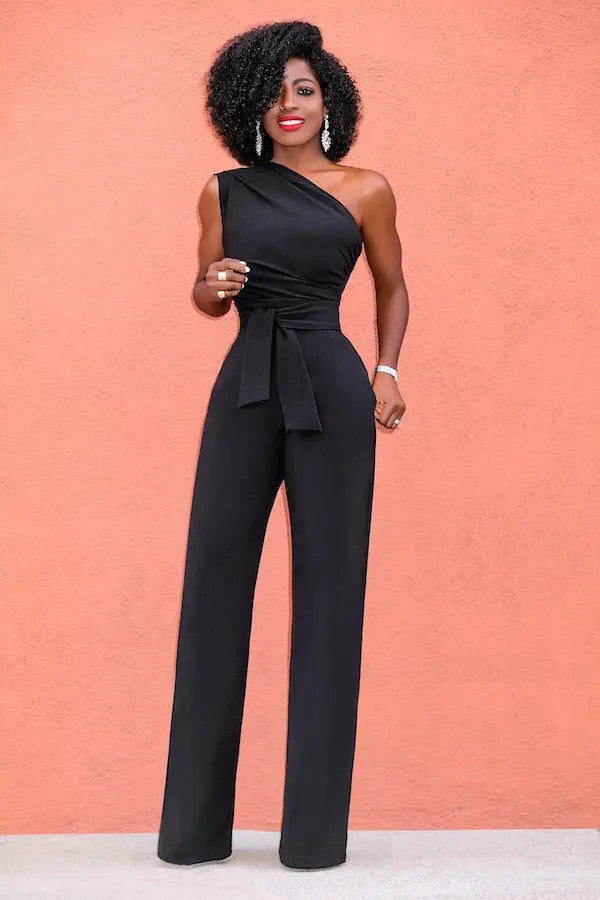 Off Shoulder Wide Leg Pant Jumpsuit - Toshe Women's Fashions