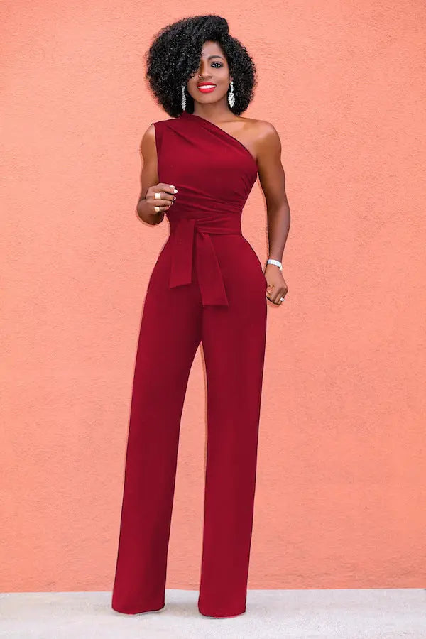 Off Shoulder Wide Leg Pant Jumpsuit - Toshe Women's Fashions