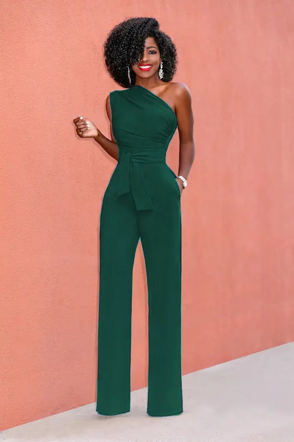 Off Shoulder Wide Leg Pant Jumpsuit - Toshe Women's Fashions